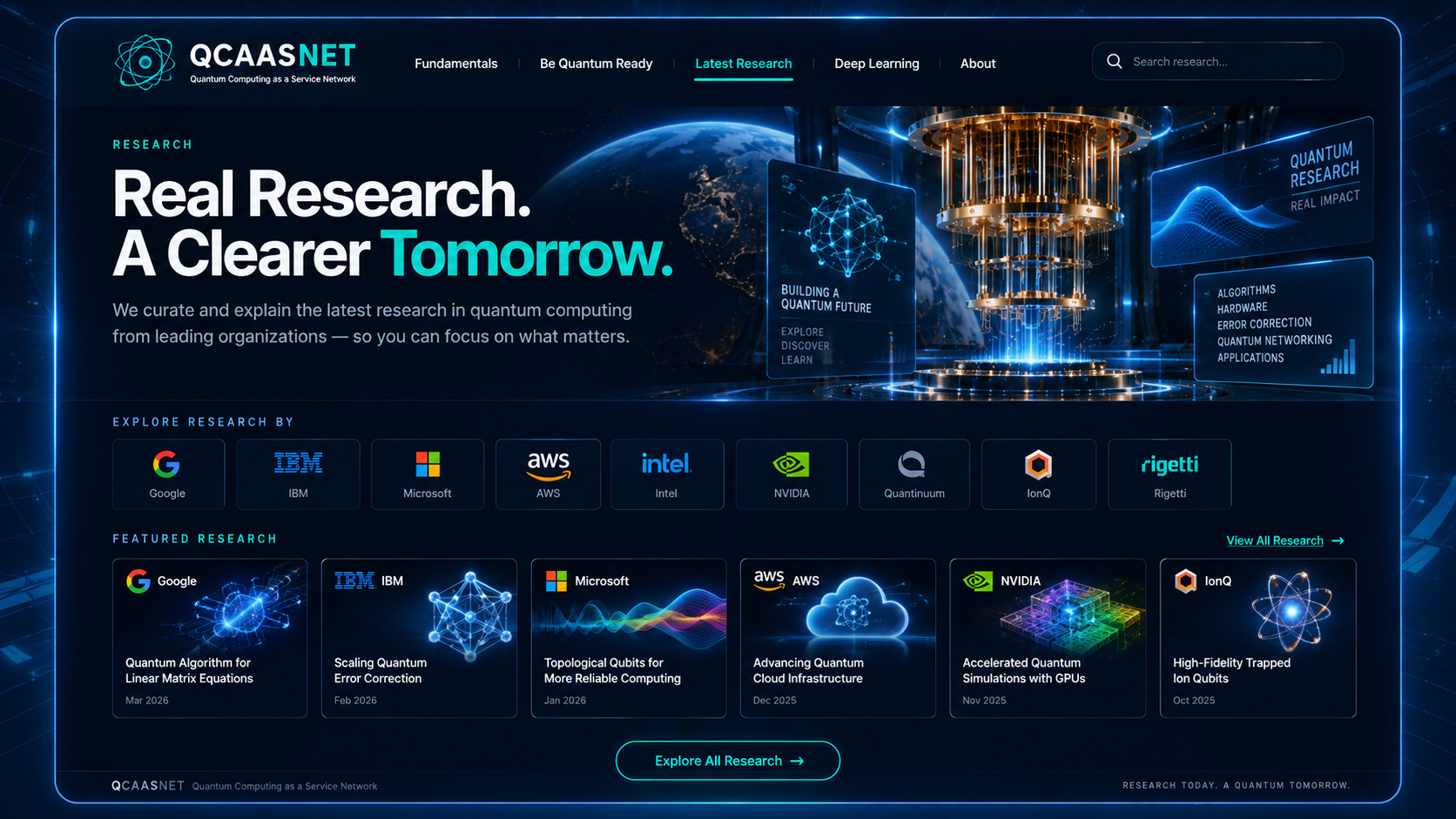 QCAASNET Latest Research portal preview